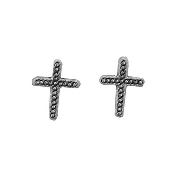 Solid .925 Sterling Silver Cross with Dots Earrings with Hypoallergenic Posts and Backs - Item #622