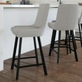 thumbnail image 3 of Leick Home Upholstered Back Counter Height Stool with Steel Base Set of 2 in Gray and Black, 3 of 22