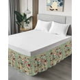 thumbnail image 4 of Sage Green Floral Wrap Around Bed Skirts for Queen Bed 16" Drop,Bed Skirt with Adjustable Elastic Belt Dust Ruffle Bed Valance for Bedroom Hotel Luxury Spring Flowers Leaves Farmhouse Bed Frame Cover, 4 of 7