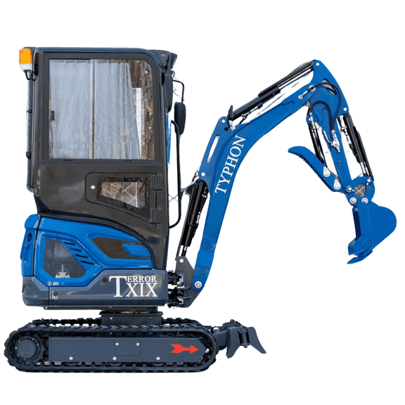 TYPHON Terror XIX Prestige Mini Excavator, 4200 lbs, Kubota D902 Engine, Boom Swing, Retractable Tracks, Cabin