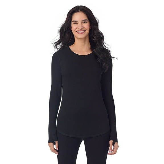 ClimateRight by Cuddl Duds Women’s Essential Base Layer Livaeco Jersey Long Sleeve Crewneck Top