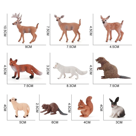 Juguetes de aprendizaje de animales del bosque, 10 piezas Figuras de animales del bosque Juego de figuras de animales salvajes en miniatura Figuras de animales del bosque Durabilidad