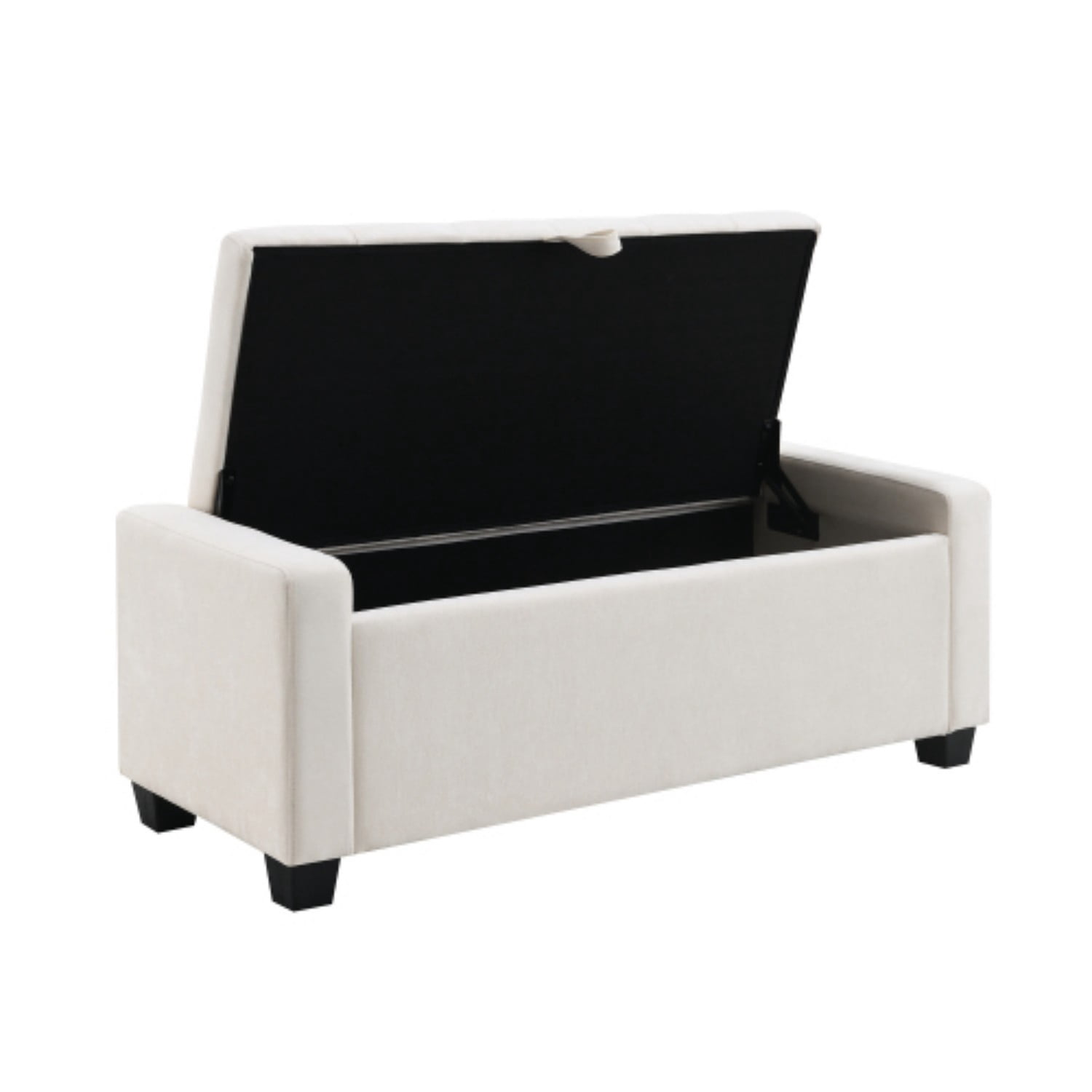 48" Storage Ottoman Bench with Safety Hinge, Upholstered Chenille Storage Bench for Bedroom, Entryway, Living Room, End of Bed Bench with Hidden Storage, Beige