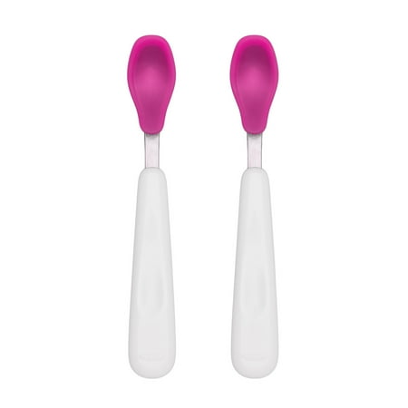 OXO Tot Feeding Spoon Set With Soft Silicone, Pink