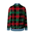 thumbnail image 5 of Plaid Denim Collared Sweatshirt Loose Sweatshirt Women Jean Patchwork Pullover Top Denim Collar Cuffs Retro Polo Sweatshirt Denim Patchwork Sweatshirts Long Sleeve Shirt Office Work Shirts Green L, 5 of 5
