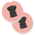 thumbnail image 1 of Checkerboard Pink & Black Labrador Set of 2 Cup Holder Car Coaster, 1 of 1