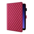 thumbnail image 2 of For Samsung Galaxy Tab S10 Lite/S10 FE/S9 FE Case, Rhombus Pattern Multiple Viewing Angles Stand Slim Folio Cover (Red), 2 of 6