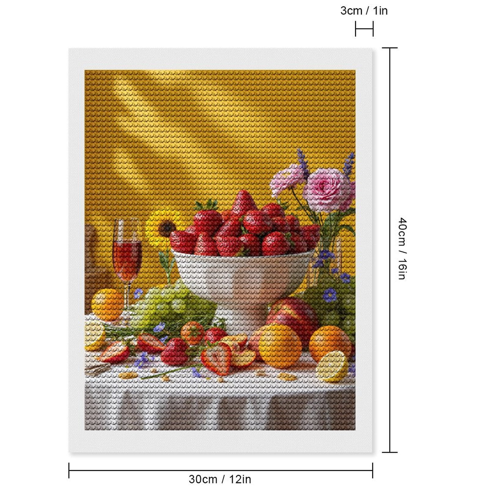Diamond Art Kits for Adults, Strawberry Fruit Table Setting Floral 5D Diamond Painting Kits for Adults Beginners, DIY Full Drill Diamond Painting, Gem Art and Crafts 12x16