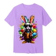 thumbnail image 4 of MUXiin Kids Easter Shirts Girls Bunny Eggs Short Sleeve T-Shirt Fashion Casual Happy Easter Summer Tops Tee for Boys & Girls Easter Gifts for Girls(Purple,1-2 Years), 4 of 4