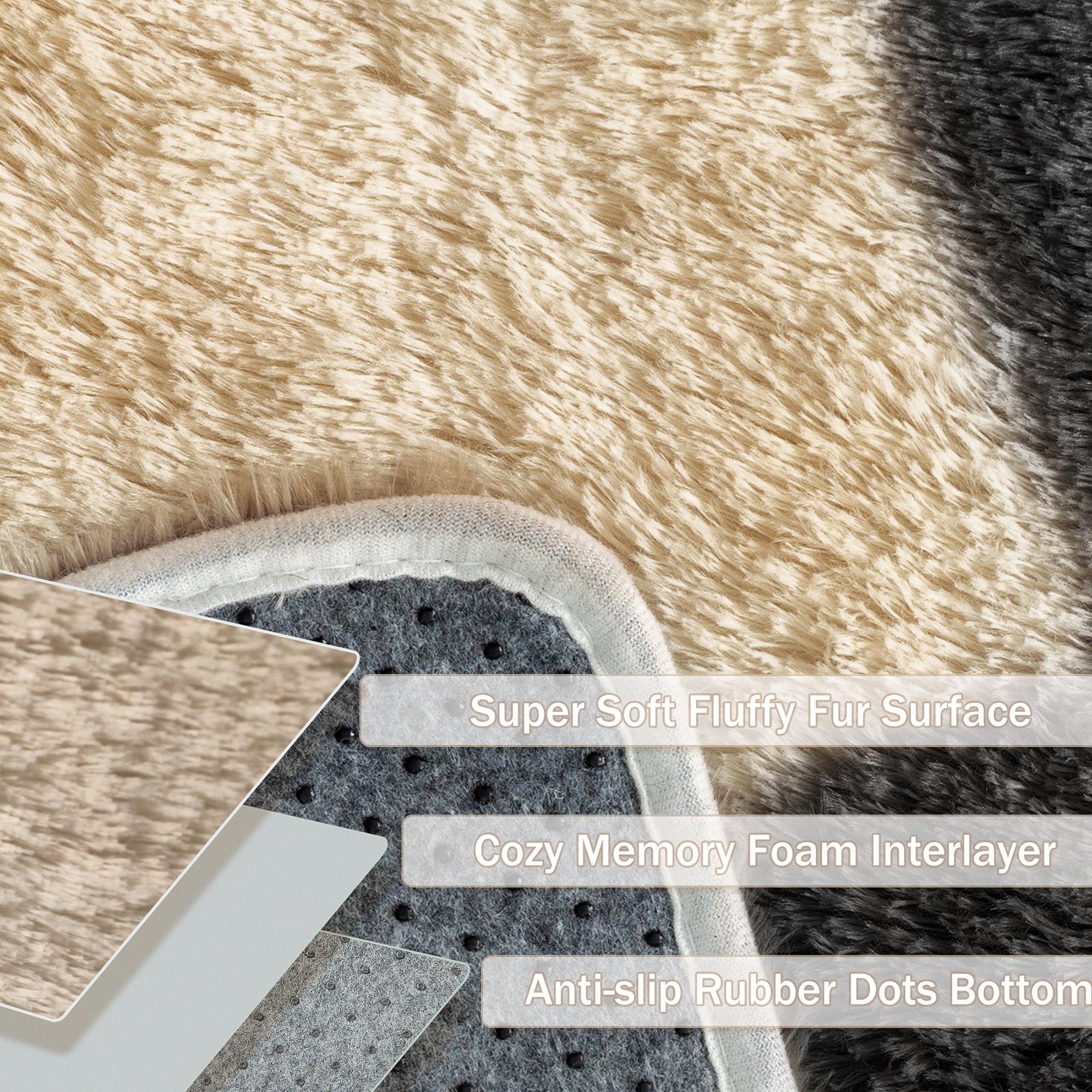 BERTHMEER 8'x10' Large Shag Area Rugs for Living Room Bedroom Dining Room Office Farmhouse Modern Checkered Contemporary Plush Soft Carpets Indoor Fuzzy Fluffy Washable Rugs, Black
