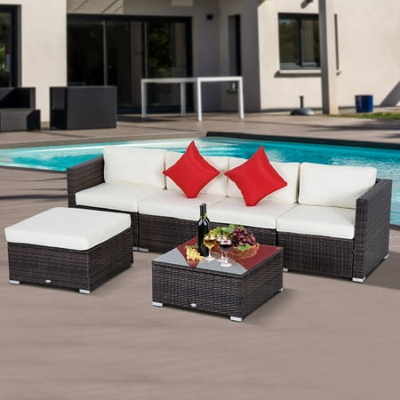 Outsunny Rattan Wicker 6 Piece Patio Sofa Sectional Conversation Set Outsunny Rattan Wicker 6 Piece Patio Sofa Sectional Conversation Set