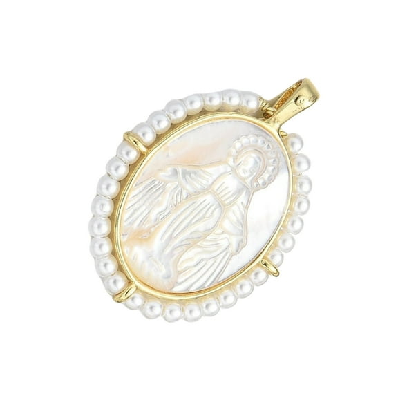 YIEMEEN Vintage Styles Virgin Marys Charm Necklace Mother of Pearls Shells Pendant