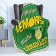 thumbnail image 4 of Saying Soft Flannel Fleece Blanket, Vintage Pop Art Advertising Design If Life Gives You Lemon Make Lemonade, Cozy Plush for Indoor and Outdoor Use, 60" x 80", Green Yellow and Tan, by Ambesonne, 4 of 5