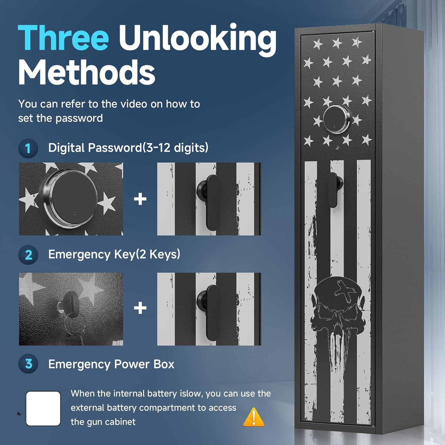 KAER 8-10 Gun Safe, Large Assembled Rifle Safe, Gun Cabinet with Removable Shelf and Pistol Rack