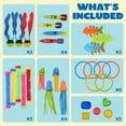 thumbnail image 5 of 22-Piece ABS Dive Toy Set with 4 Rings, 4 Torpedoes, 3 Water Plants, 3 Long Rods & 8 Diamonds – Colorful Swimming Training Tools for Kids, Sinkable Pool Toys for Beach/Party, Includes Self-Sealing, 5 of 5