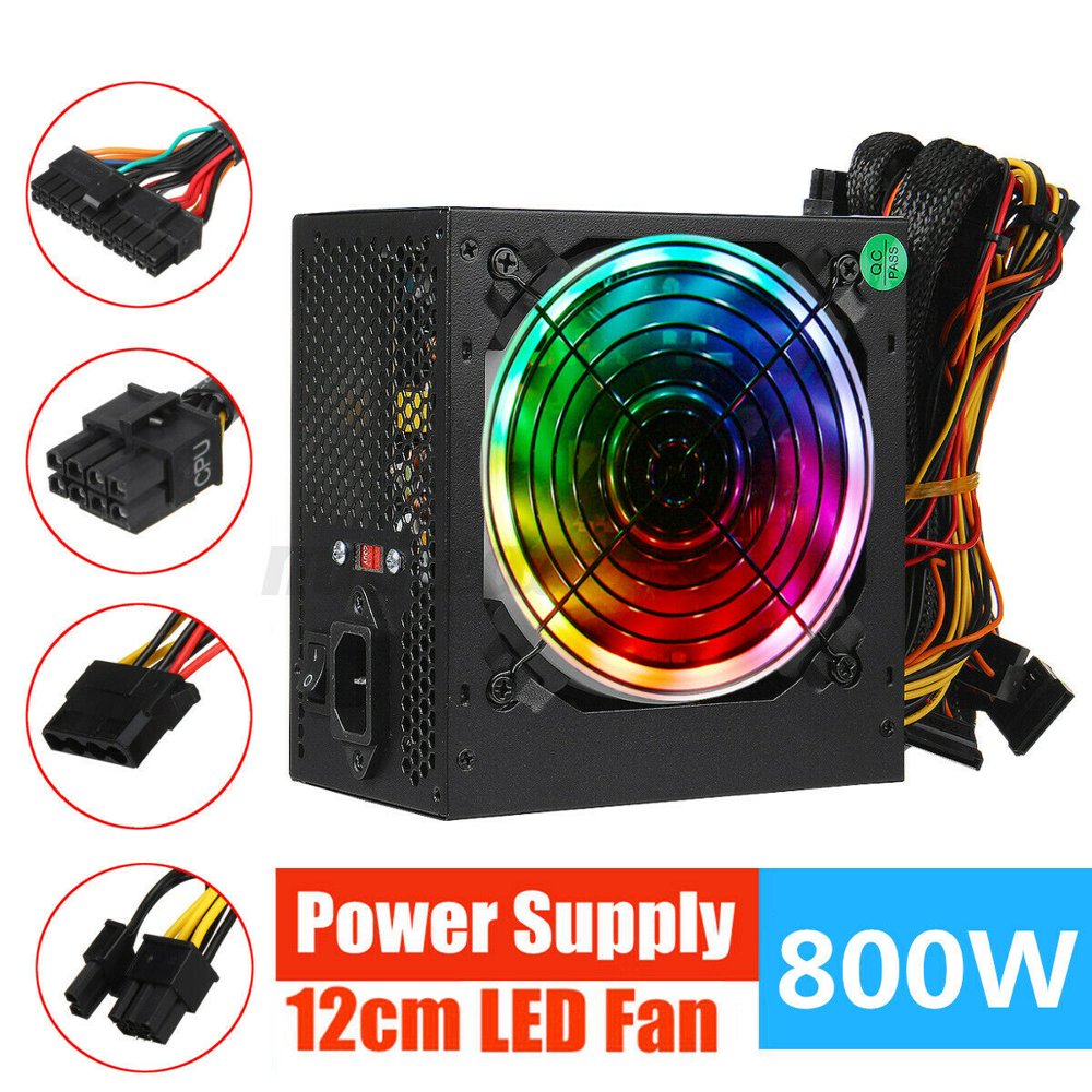 800W ATX LED Fan Computer Desktop Power Supply Quie PSU PFC 24Pin For