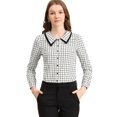 thumbnail image 1 of Allegra K Blusa Abotonada Con Doble Cuello Vuelto Y Estampado A Cuadros Para Mujer Blanco S Unique Bargains Camisa, 1 of 6