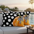 thumbnail image 4 of Orange Pumpkin Outdoor Waterproof Pillow Covers, Fall Thanksgiving Black White Polka Dot Decorative Rectangle Throw Pillowcase Sofa Cushion Sham for Patio/Couch/Chair, 20"x12" 2 Pack, 4 of 8