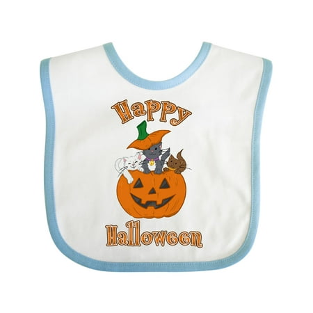 

Inktastic Happy Halloween Kittens in Pumpkin Gift Baby Boy or Baby Girl Bib