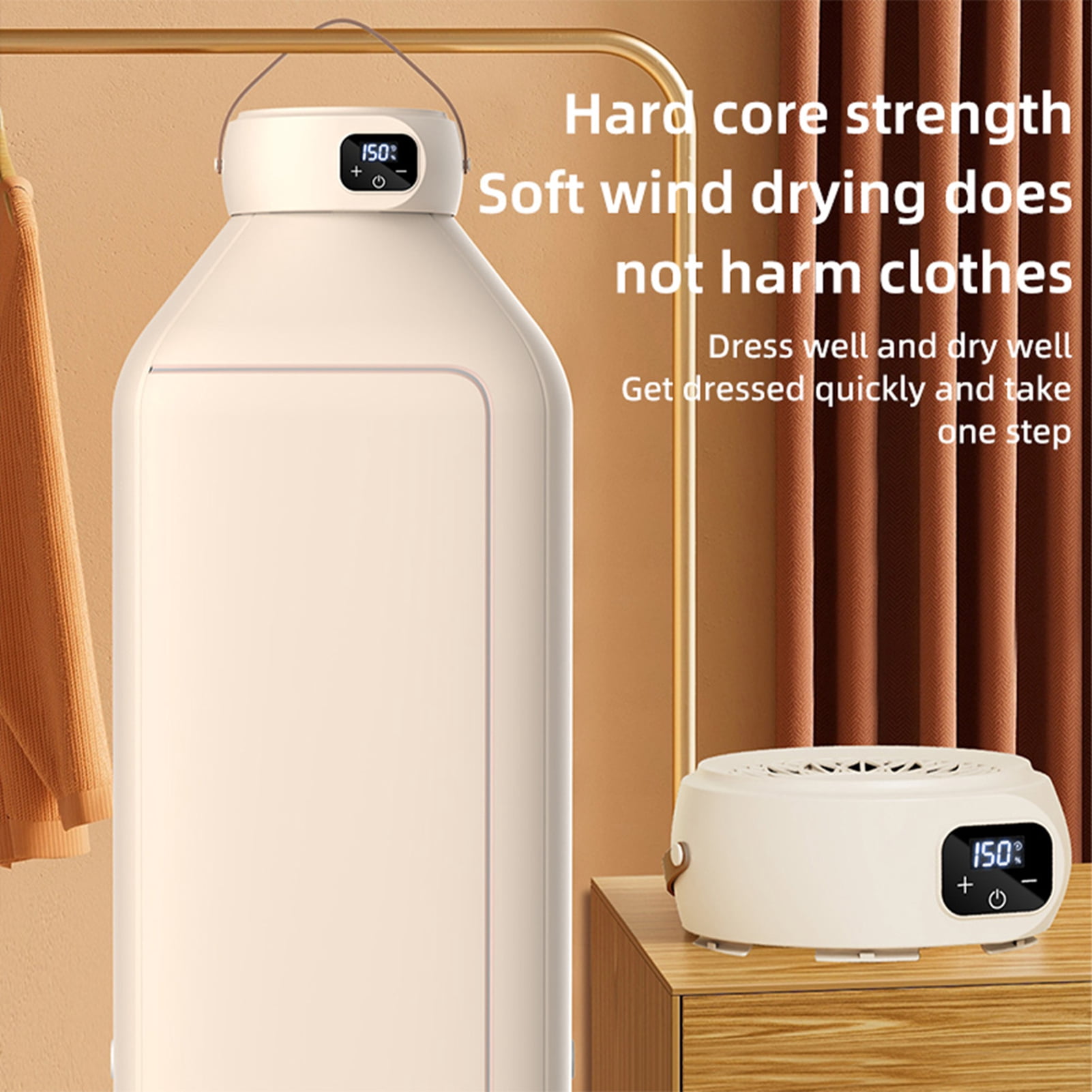 LAZIOEGR Portable Clothes Dryer Machine for Travel RV Dorm, Compact Foldable Electric Drying Machine 500W with 6 Mode Smart Timer, Touch Control LED Display (8.27 x 4.33 inches / 21 x 11 cm) EU Plug