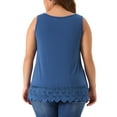 thumbnail image 4 of DARING DIVA Women's Plus Tank Tops Round Neck Swing Lace Panel Flowy Tops 3X Navy Blue, 4 of 6