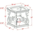 thumbnail image 3 of Gzxs Rustic End Desk, Traditional 26.3" Square Side Table w/ Wood Middle Shelf, Metal Frame, Clear Glass Top, Brown, 3 of 8