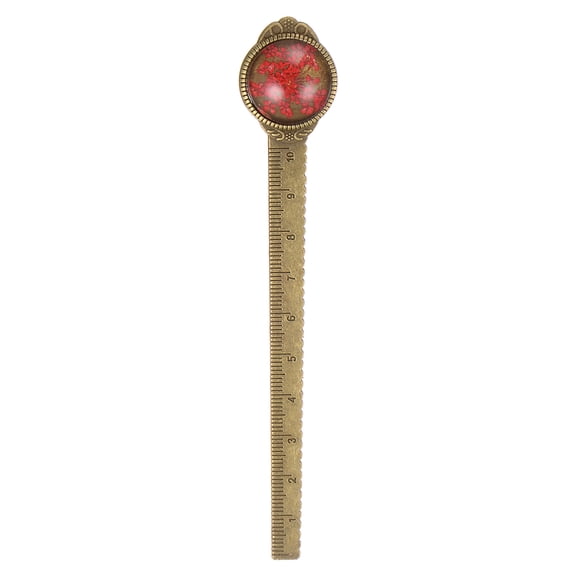 Metal Bookmark Ruler 10cm Metric ,Vintage Bookmark Red