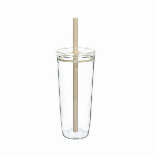 Taza con pajita, creativa, de cristal, para regalar, cristalería transparente para zumos, café, té, leche, chocolate caliente, ideal para fiestas, 600 ml.