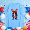 thumbnail image 4 of SGFCWSX Kids T Shirts Patriotic Bunny Print Crew Neck Short Sleeve Casual Tops for Boys Girls Light Blue Size 7/8, 4 of 5