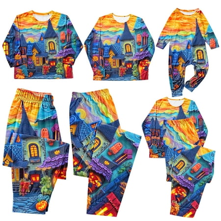 

WREESH Halloween Family Matching Pajamas for Baby Long Sleeve Rompers Family Matching Outfits Onesie Sleepwear Multicolor