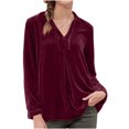 thumbnail image 2 of AXXD Women Blouses Basic Summer 2024 Trendy Casual Long Sleeve Turndown Collar Loose Shirt Blouse Tops, 2 of 6