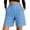 Blue, variant on Shorts for Women Solid Color High Waisted Buttoned Athletic Work Pants With Pockets