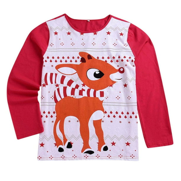 LSLJS Christmas Family Pajamas Matching Sets Women Mom Deer Tops