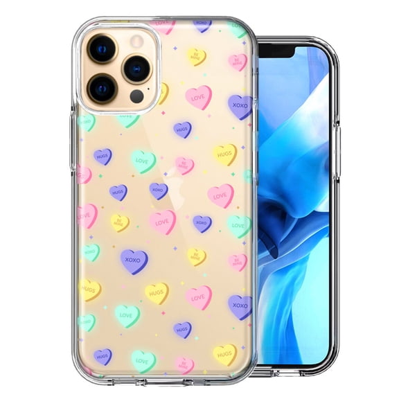 MUNDAZE For Apple iPhone 12 Pro Valentine's Day Heart Candies Polkadots Design Double Layer Phone Case Cover