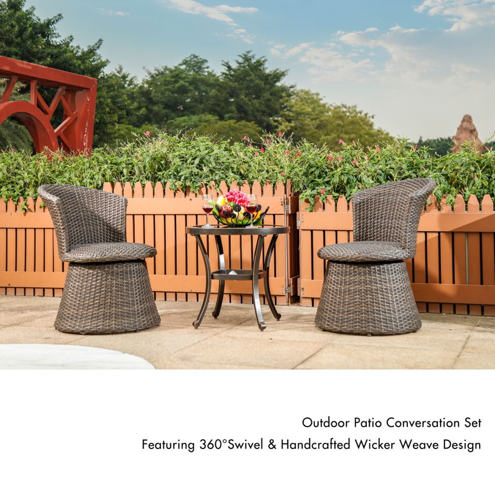 Kepooman Balcony Garden Table and 2 Chairs for Home, Brown Kepooman Balcony Garden Table and 2 Chairs for Home, Brown