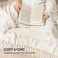 thumbnail image 3 of RECYCO Throw Blanket Soft Cozy Chenille Throw Blanket with Fringe Tassel for Couch Sofa Chair Bed Living Room Gift (Ivory White, 50" x 60"), 3 of 7
