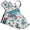 Cartoon Dinosaur with Bike, variant on Colorful Tropical Palm Leaves 5 Pcs Kitchen Set Heat Resistant Oven Mitts and Non-Slip Pot Holders with Adjustable Cooking Apron