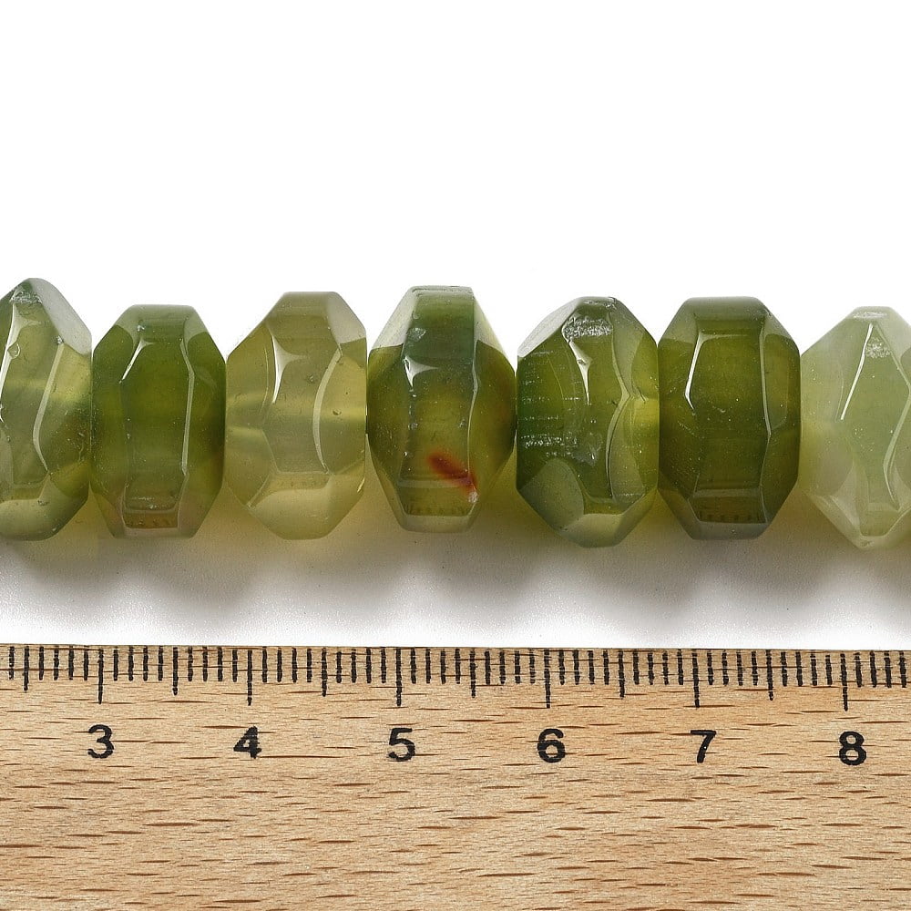 Natural Agate Beads Strands Dyed Heated Faceted Rondelle Yellow Green 15~17x15~17x9~11mm Hole: 1.2mm 19~21pcs/strand 6.89''~7.48''(17.5~19cm)