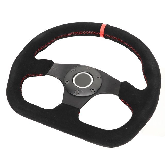 D Shape Steering Wheel, 12.8in Easy To Install Racing Steering Wheel Top Centre Mark for General Vehicles