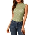 thumbnail image 1 of Blusa sin mangas de encaje con volantes semi transparente para mujer Inspire Chic, verde S, 1 of 7