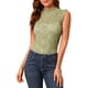thumbnail image 1 of Blusa sin mangas de encaje con volantes semi transparente para mujer Inspire Chic, verde S, 1 of 7