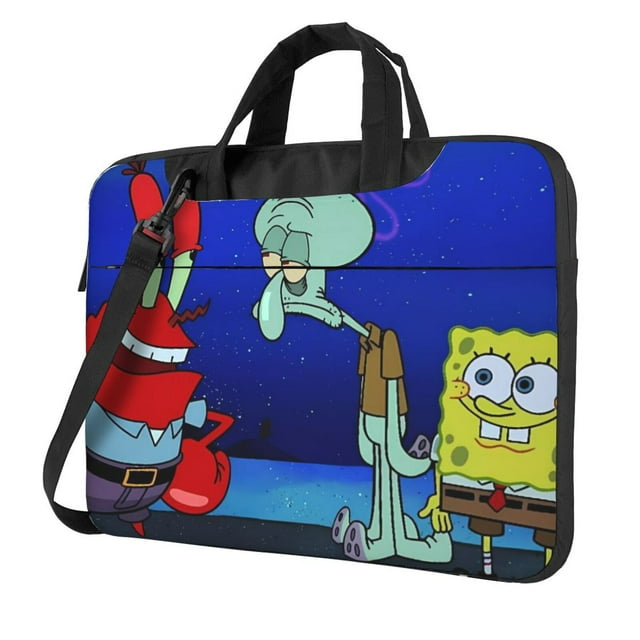 Zufioo SpongeBob SquarePants for Laptop Bag, Zippered Computer Shoulder Bag Messenger Bag Briefcase, Suitable for School, Work, Travel