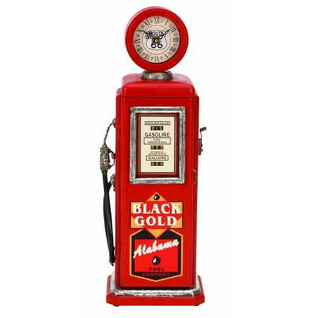 Wood Gas Pump Clock Red For Time Track