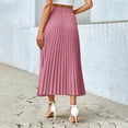 thumbnail image 5 of Byworldtasic Womens Pleated Midi Skirts Womens Aline Long High Elastic Waisted Summer Flowy Chiffon Swing Skirt, 5 of 9
