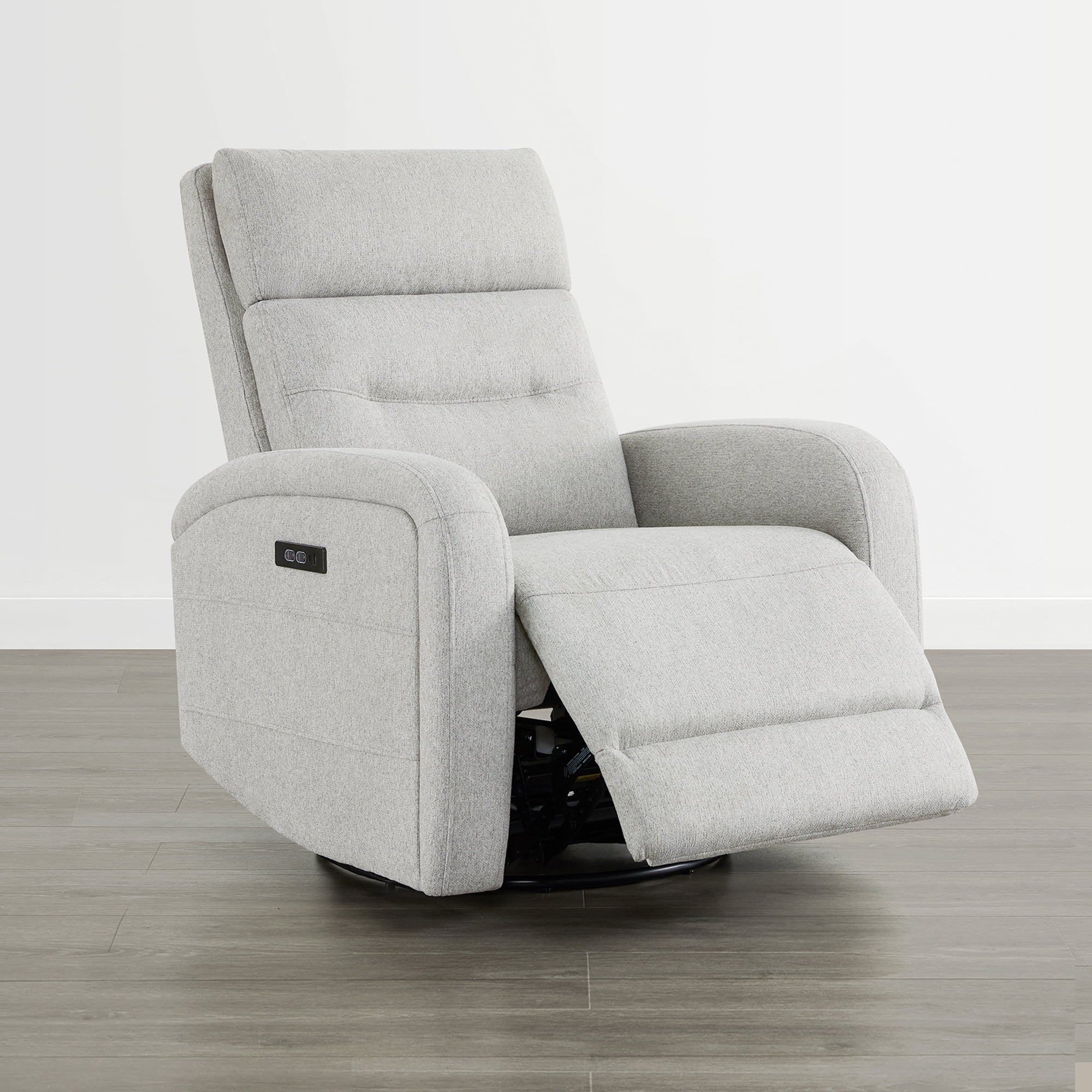 Spruce & SpringPower Swivel Glider Recliner with USB Charging for Home Theater, Gray-Power Headrest