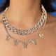 thumbnail image 4 of Collares de doble capa Yinane Cadena Gargantilla ajustable Plata, 4 of 4