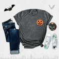 thumbnail image 2 of Halloween Shirts for Women T-Shirts Womens Fall Pumpkin T Shirts Funny Short Sleeve Halloween Graphic Tees Tops Gray L, 2 of 7