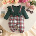 thumbnail image 2 of AWZXDE Girls fashion rompers Ruffle Sleeve Ribbed Knit Plaid Patchwork Rompers Toddlers clothes for girls Bow Headband Complete Outfit Set Purple - 6-9 Months, 2 of 6