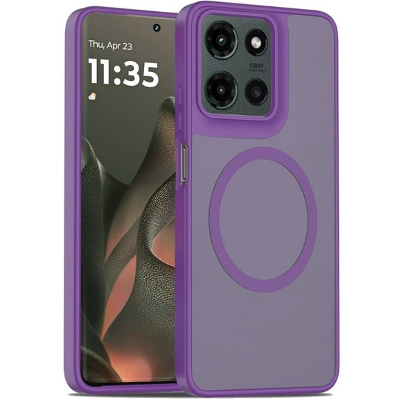 XPM for Motorola Edge 2025 Phone Case, MagSafe Compatible Case Hybrid Soft TPU Bumper Hard Translucent Matte Back Slim Shockproof Cover for Motorola Edge (2025) (Dark Purple)