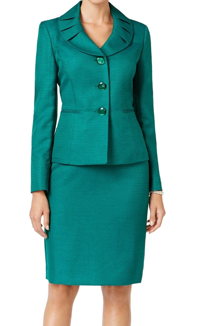 Le Suit - Le Suit NEW Green Women's Size 14 Pleated Collar Skirt Suit Set - Walmart.com